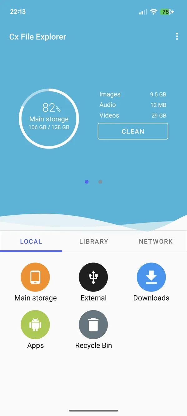 USB drive visible in Android file explorer for troubleshooting
